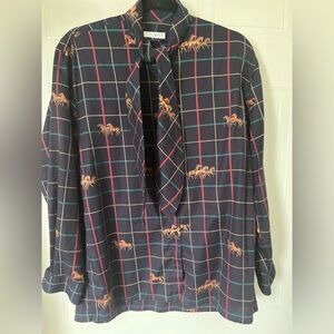 Melvyn Paul Vintage Horse Print Button-down Blouse